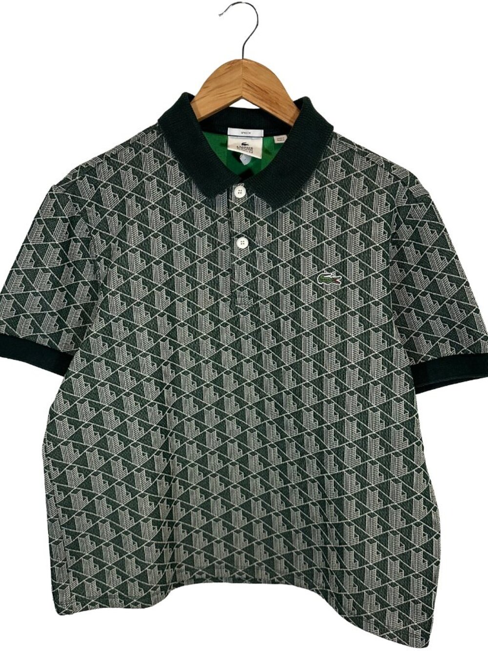 Lacoste LIVE Classic Fit Monogram Green Polo Shirt Size Unisex L